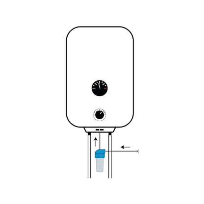 Filtre anticalcaire pour radiateurs. Comprend : boîtier de filtre et chargement de pierres polyphosp