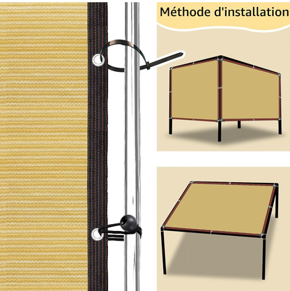 Voile d'ombrage rectangulaire - Filet d'ombrage - Protection Solaire - Protection Contre Les intempéries - 90% Filet d'ombrage pour Jardin, Serre, Patio, terrasse et Camping