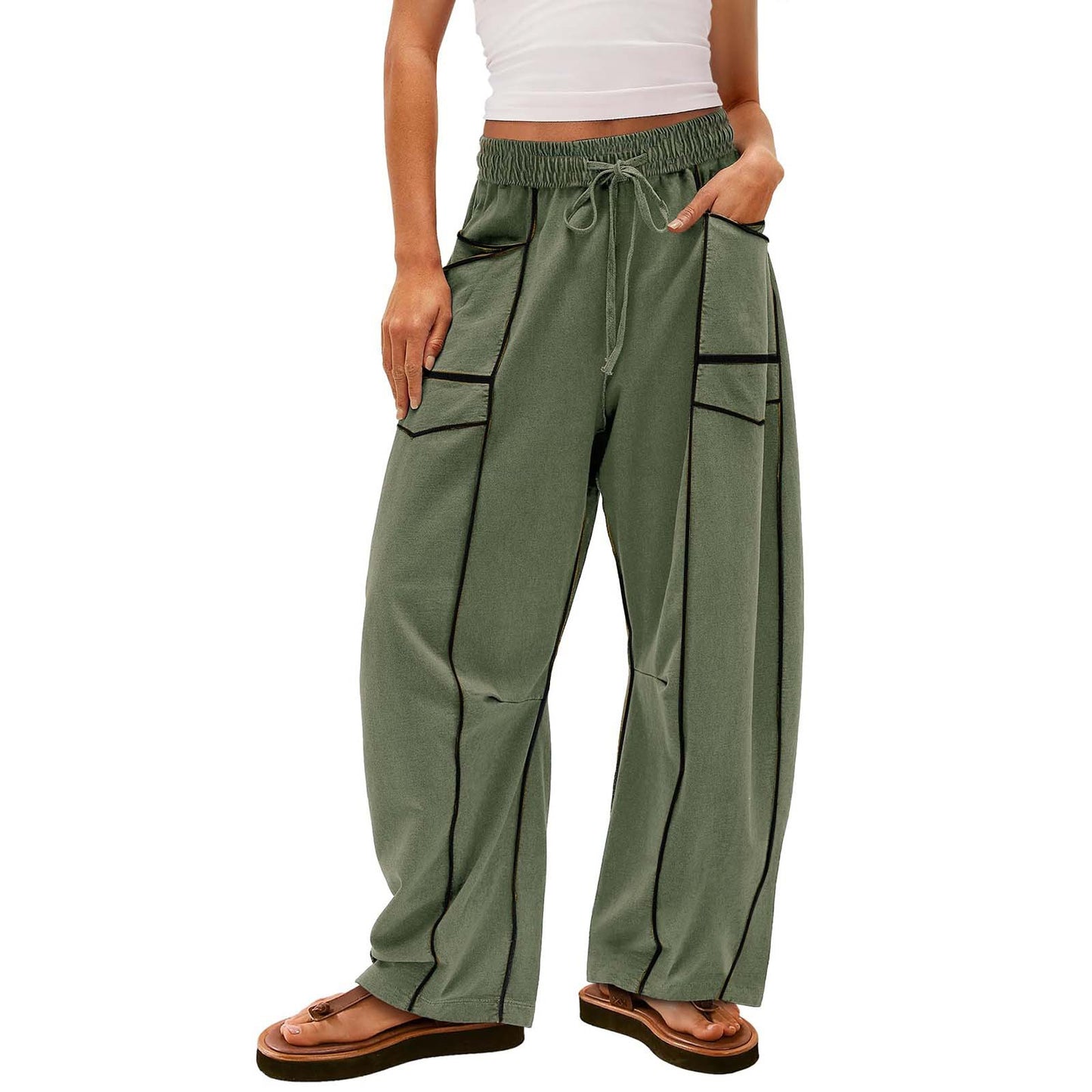 Pantalon Cargo Graphique "Aura" – Coupe Large & Détails Contrastés