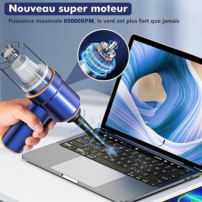 Souffleur aspirateur 2 en 1 Soufflette Air Comprimé, 9000Pa/45000RPM neuf