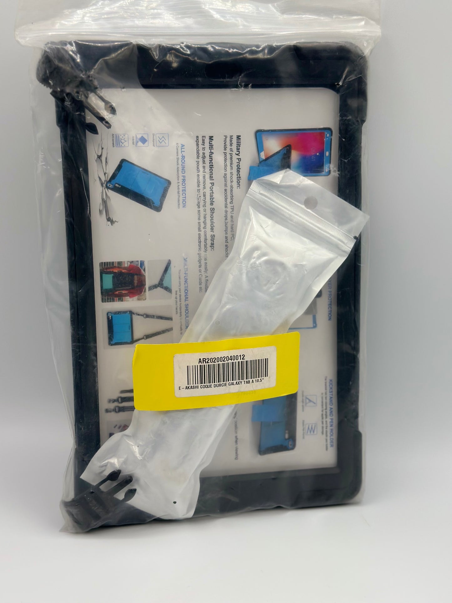 Coque Antichoc pour Samsung Galaxy Tab A 10.5" SM-T595/T590, Étui Armure Robuste avec Support Rotatif, Dragonne et Bandoulière, Protection Housse pour Galaxy Tab A T590/T595, 10.5 Pouces, Noir