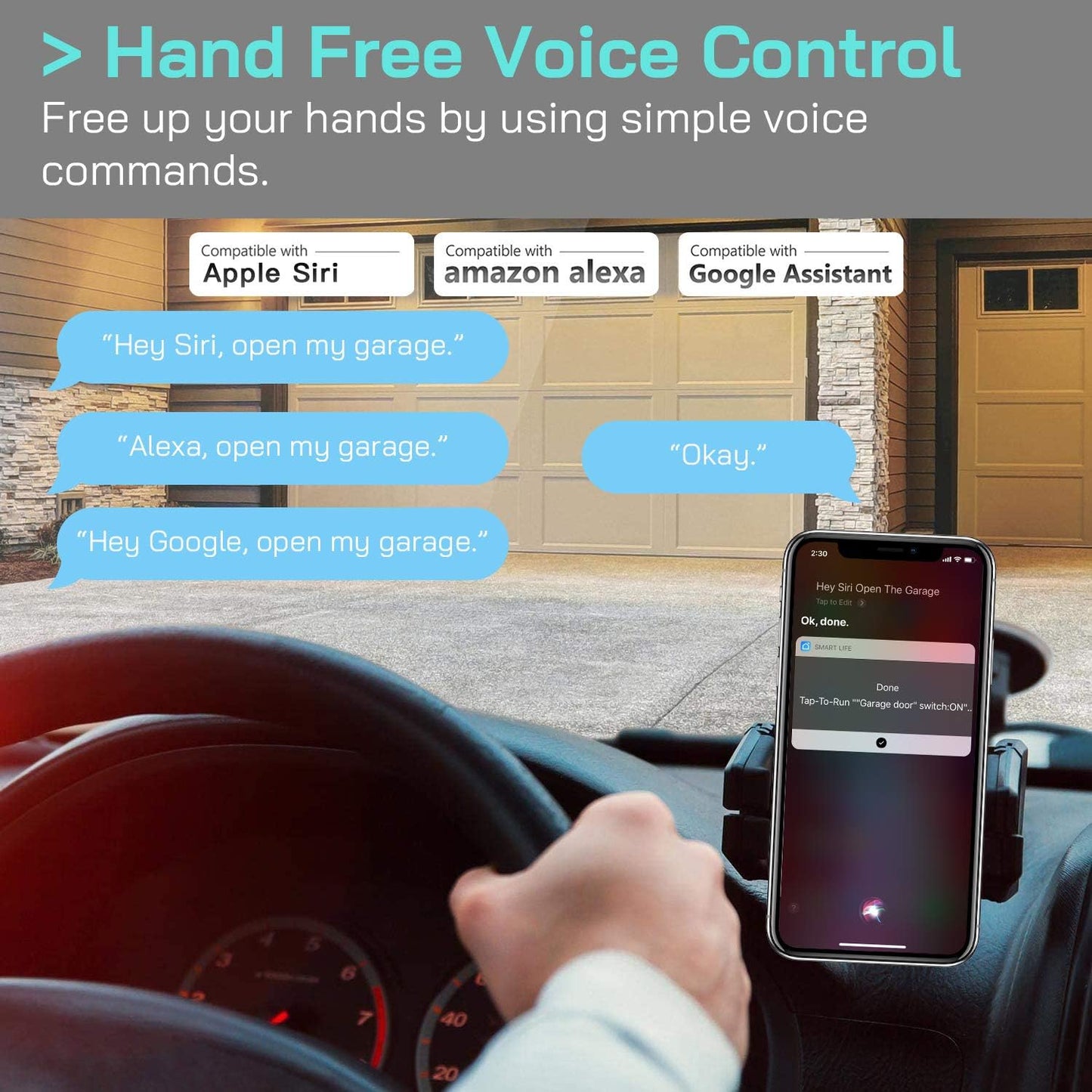 Ouvre-porte Wifi Ouvre-porte de garage Smart Smart | Télécommande APP | Compatible avec Google Assistant et IFTTT | Aucun hub requis | (noir)