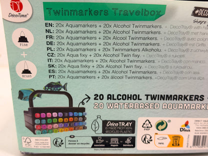 Lot de 40 marqueurs permanents à double pointe à alcool avec plateau de rangement pour adultes - Marqueurs de qualité artistique à séchage rapide - Pointe fine et pinceau pour dessin, mélange