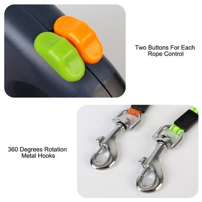 Laisse Double Rétractable "DuoGlide" – Anti-Emmêlement 360° avec Lampe LED