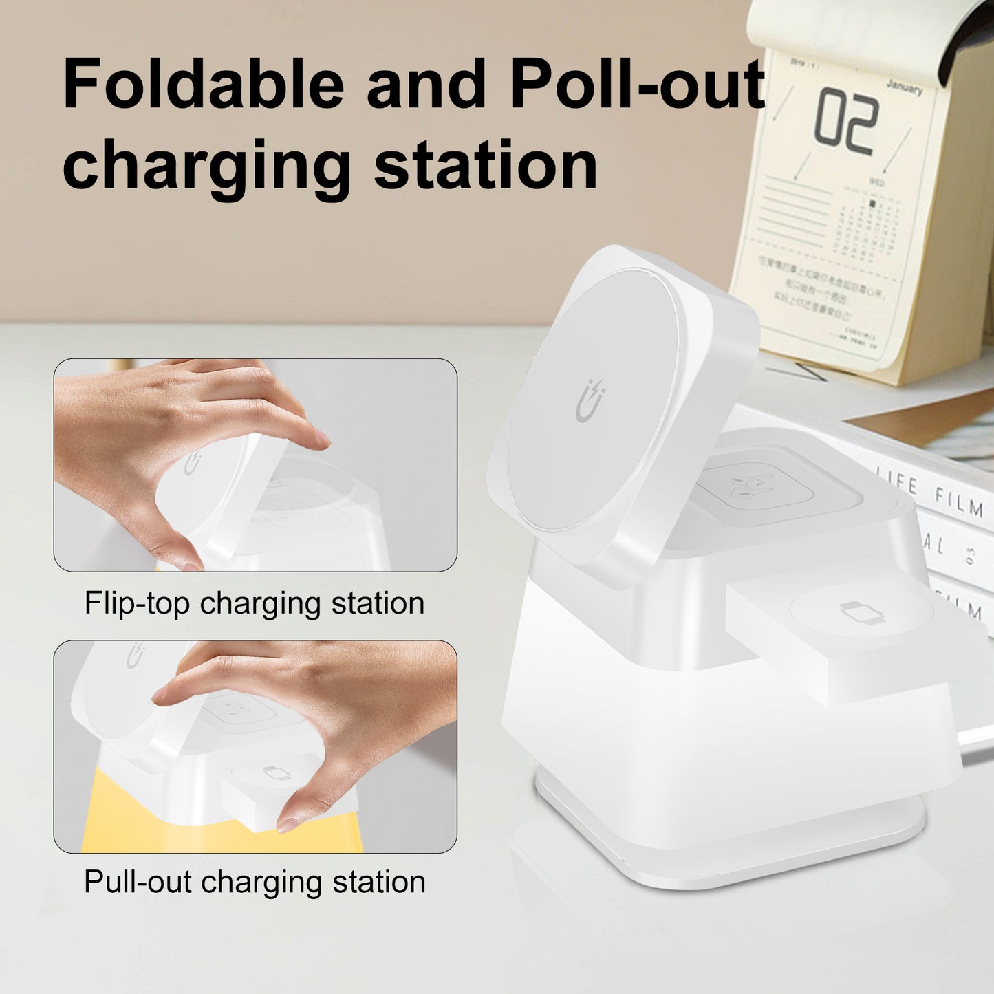 Station de Charge Magique 4-en-1 – Rotative, Magnétique & Rapide