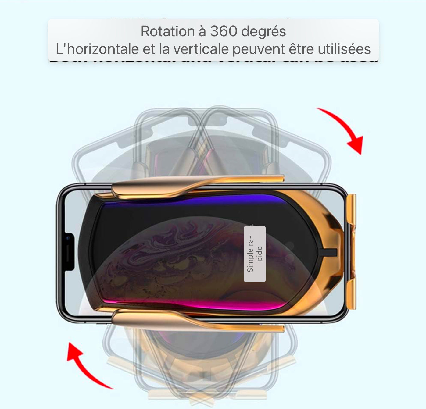 Chargeur de voiture sans fil, support de téléphone portable automatique Ventilation Station de charge inductive pour voiture 7,5W/10W pour iPhone 12/12 Pro/11 Pro/11/X/XS Max/XR,Galaxy S9/S10/S20/Note 10 et tous les téléphones compatibles QI