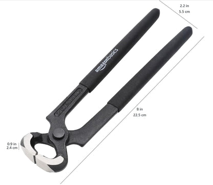 Pince de menuisier en acier au vanadium pour couper le fil de fer et arracher les clous - 225 mm, Noir Amazon Basics