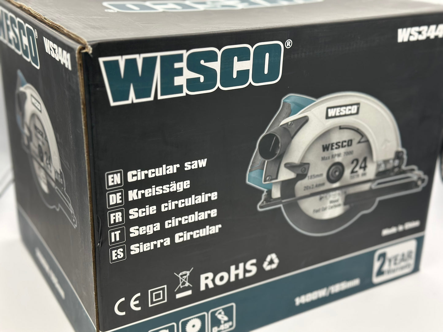 Scie Circulaire 1400W, Lames 24 (185mm), WESCO WS3441.2