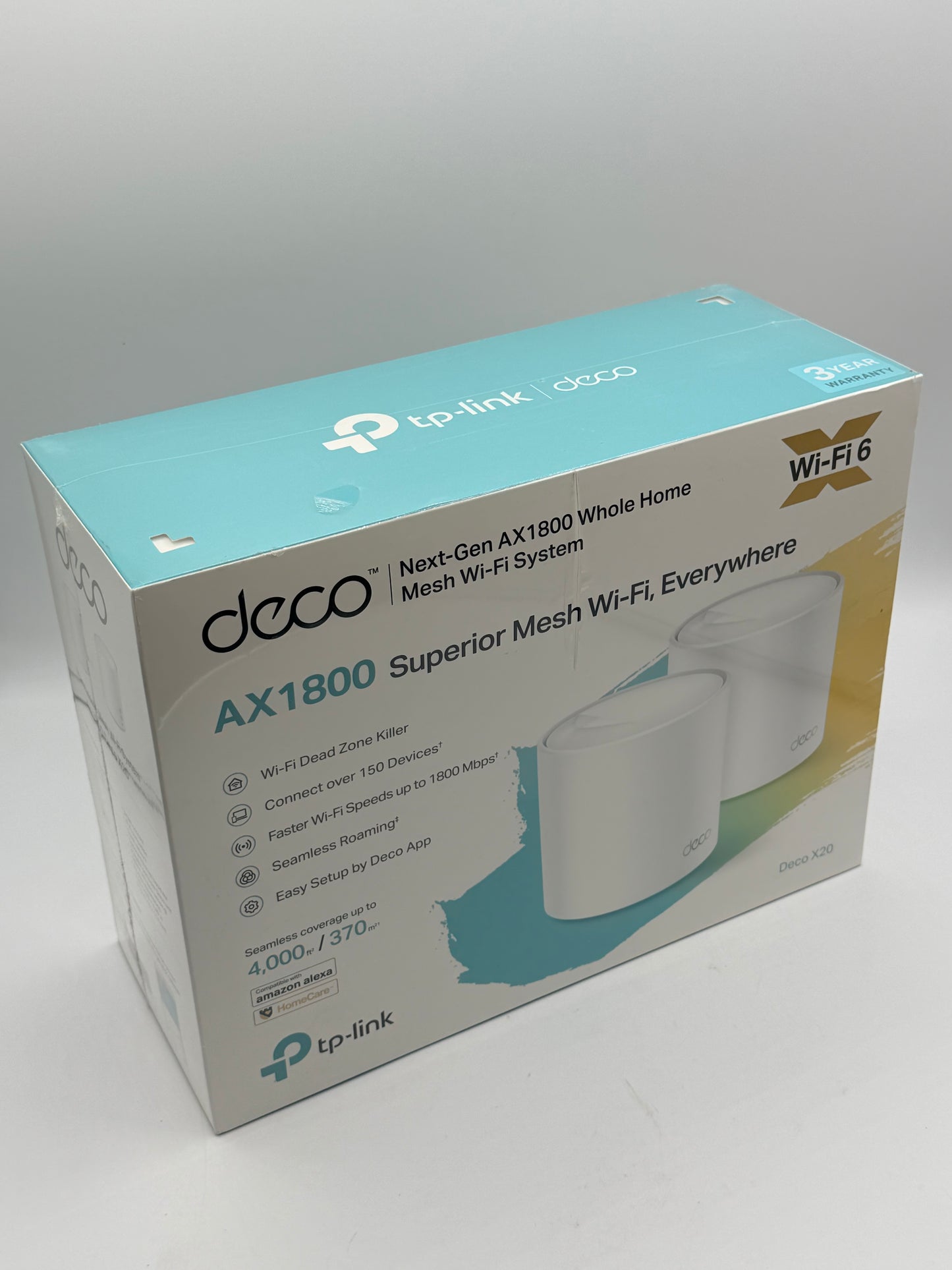 TP-Link Deco WiFi 6 Mesh AX 5400Mbps Deco X60(2-Pack) V3.2, Système WiFi 6 pour Toute la Maison, Couverture de 490㎡, Installation Facile, Contrôle Parental, Compatible avec Toutes Les Box Fibre