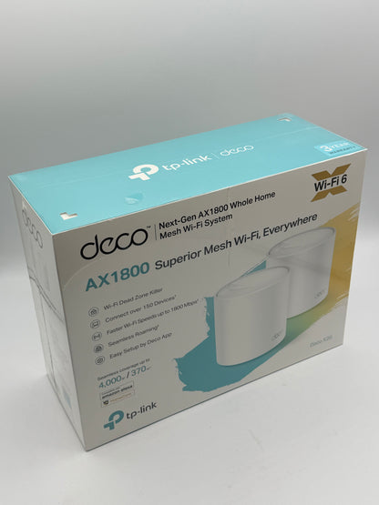 TP-Link Deco WiFi 6 Mesh AX 5400Mbps Deco X60(2-Pack) V3.2, Système WiFi 6 pour Toute la Maison, Couverture de 490㎡, Installation Facile, Contrôle Parental, Compatible avec Toutes Les Box Fibre
