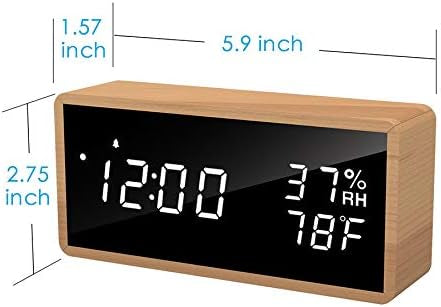 Réveil Numérique en Bois, avec 3 Réglages d'Alarme Température et de l'Humidité neuf