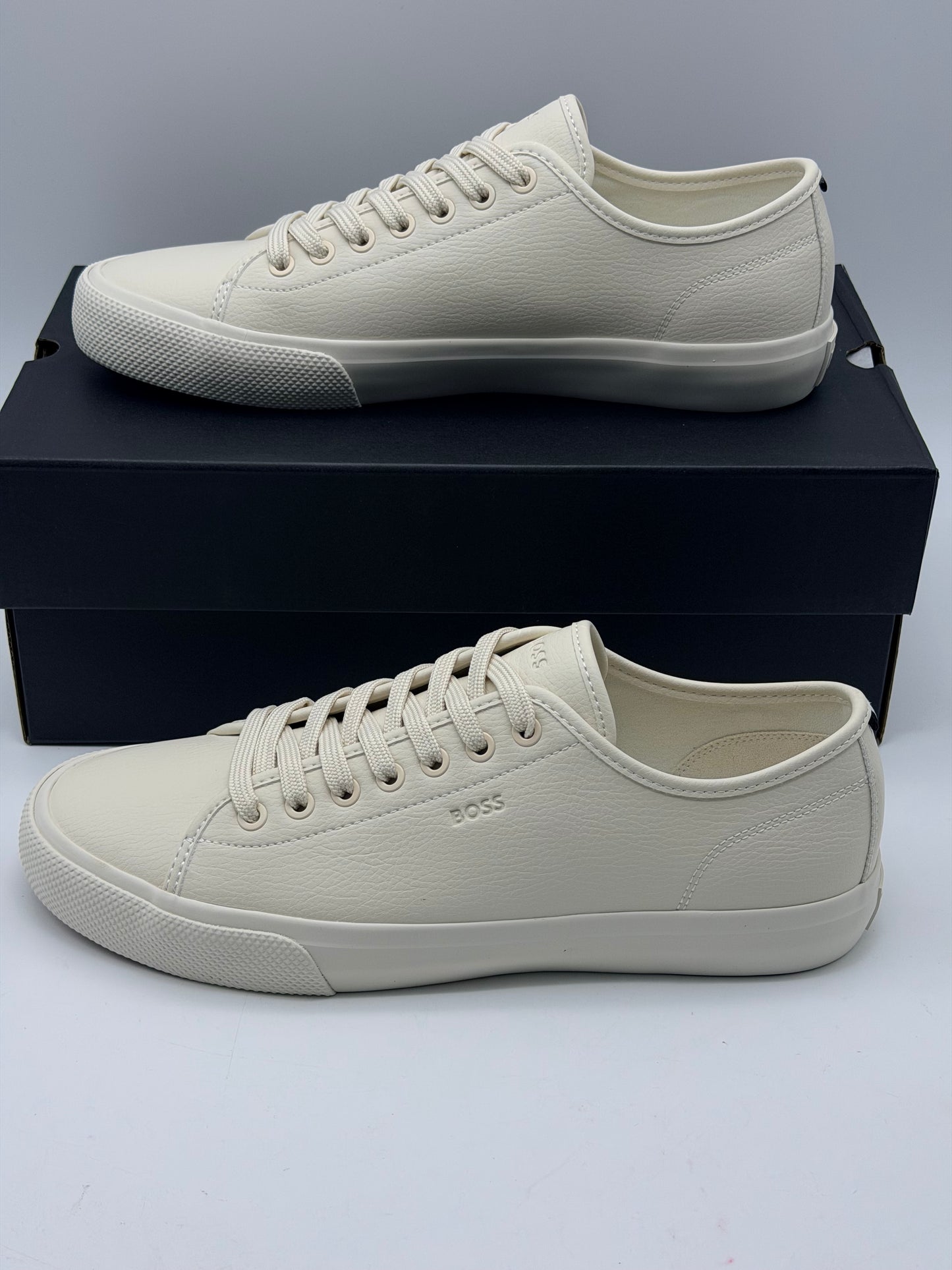 BOSS Hommes Aiden Tenn Baskets Basses en Similicuir grainé