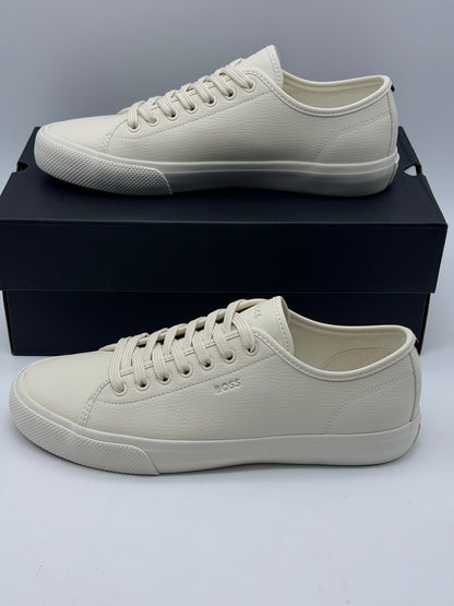 BOSS Hommes Aiden Tenn Baskets Basses en Similicuir grainé