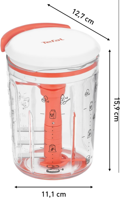 Tefal Crêpes Express Batteur intelligent, 900 ml, Gaufres Crêpes Pancakes en 2 minutes, Pâte sans grumeaux, Fait maison, Résultats parfaits, Facile à utiliser, 3 recettes graduées intégrées K1844404