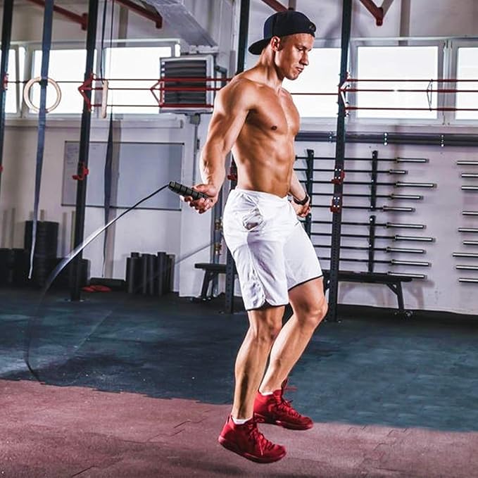 Corde à sauter réglable pour hommes, femmes, enfants – Corde à sauter pour exercice, brûler les graisses, entraînement à la maison ou à la salle de sport