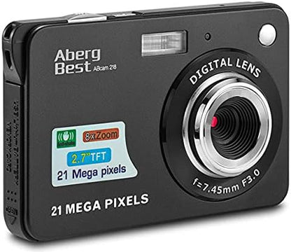 AbergBest Appareil Photo 21 Mega Pixels 2.7 LCD Rechargeable HD Digital Camera Caméra vidéo numérique pour Les étudiants, Les Enfants, Les Adultes (Noir)