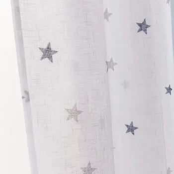 Voilage tamisant, Stars bleu et blanc l.135 x H.260 cm