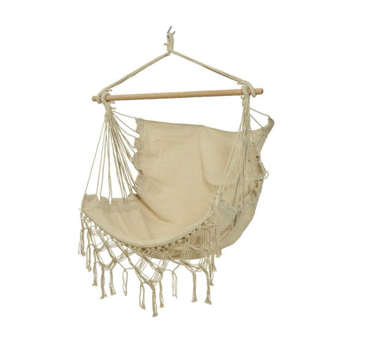 Chaise Hamac Coton Polyester Beige avec franges neuf