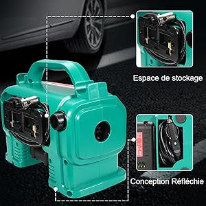 Compresseur d'air Portatif 18V HYCHIKA, Alimenté par 2A Batterie/Allume Cigare 2x2ah + chargeur neuf