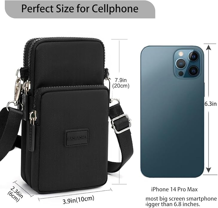 Sac à bandoulière pour téléphone portable, mini sac à main pour téléphone portable, portefeuille, sac à bandoulière, sac à main, pochette de voyage
Couleur: Noir