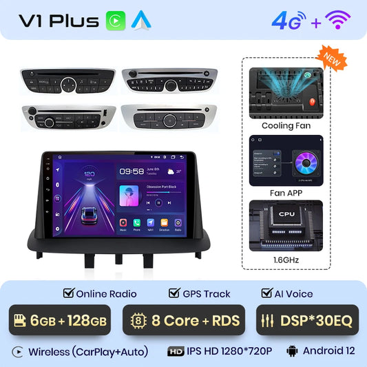 Auto Radio pour Renault Megane 3 2008 2009 2010 2011 2012 2013 2014 Wireless CarPlay Android GPS 2din autoradio