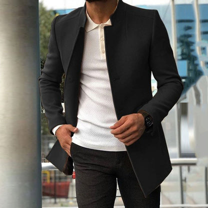 Manteau mince pour hommes à simple boutonnage de couleur unie Vestes d'affaires Automne et hiver