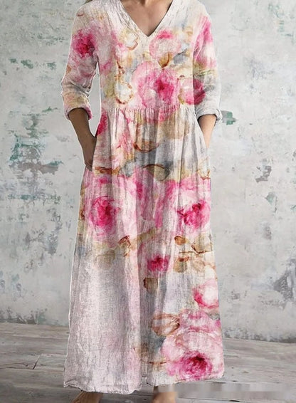 Robe de Saison à Motifs Floraux et Relief 3D