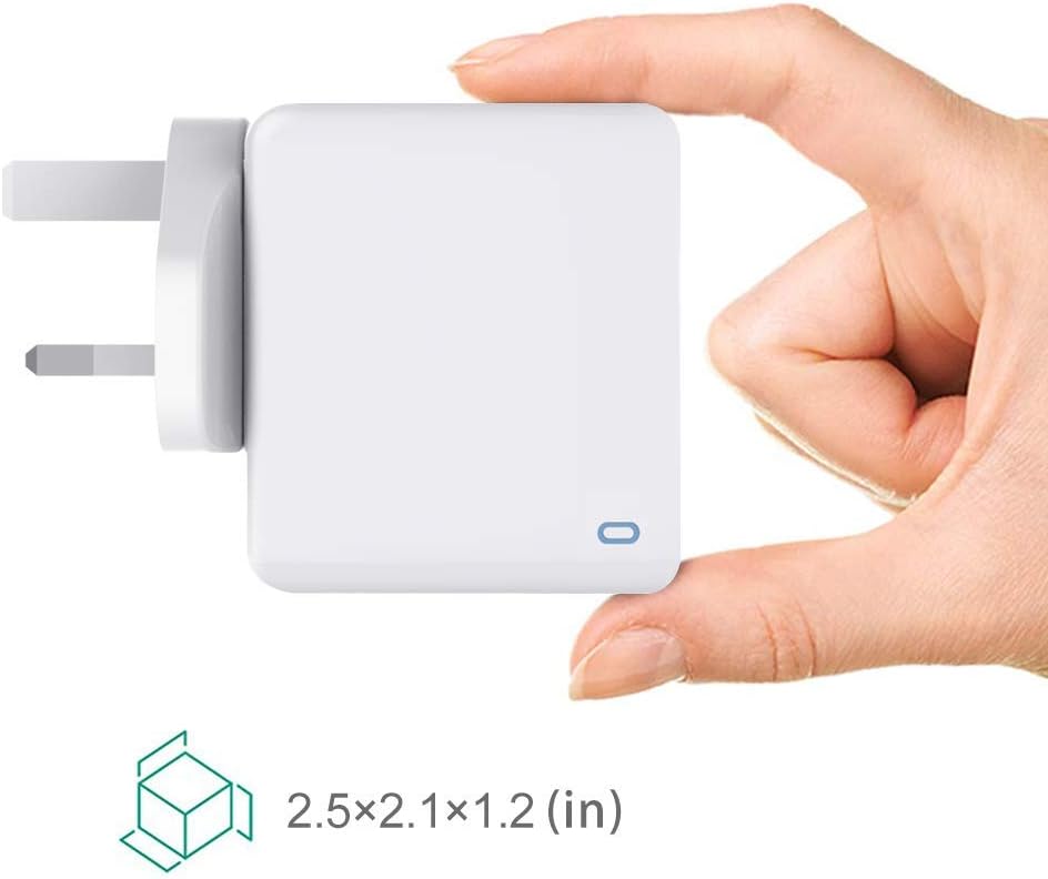 MiliPow Chargeur USB 4 Ports, Adaptateur Secteur de Voyage avec fiches US/UK/UE 24W 5V / 2,4A Compatible avec iPhone, Galaxy S9 / S8 / Note 8, Huawei P20, Tablette etc.