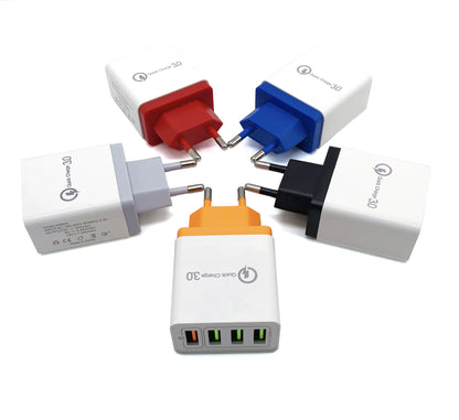 Chargeur USB Charge rapide 3.0 4 Adaptateur de téléphone pour tablette Chargeur mobile mural portable