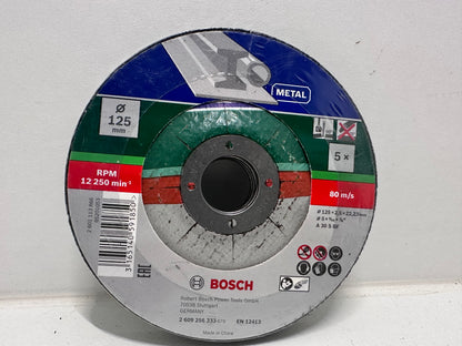 Bosch Accessories BOSCH 2609256333-5 disques de coupe en métal 125 x 2,5 mm, Acodado, Multicolore, 125 mm