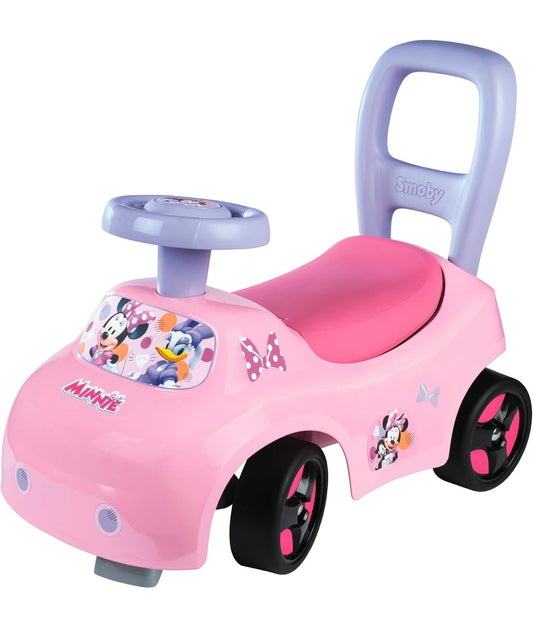Smoby - Minnie Porteur Auto - Fonction Trotteur - Aide à la Marche - Volant Directionnel - Coffre à Jouets - Confiance, Coordination, Motricité - A Partir de 10 Mois - Fabrication Française