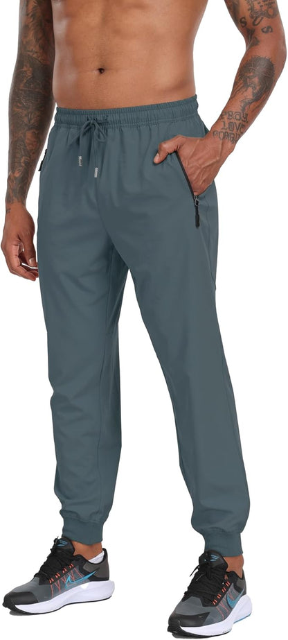 Pantalon de jogging léger pour homme avec couture d'entrejambe de 76,2 cm avec 3 poches à fermeture éclair, séchage rapide, pantalon de course à pied, salle de sport