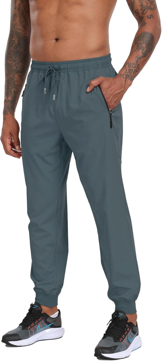 Pantalon de jogging léger pour homme avec couture d'entrejambe de 76,2 cm avec 3 poches à fermeture éclair, séchage rapide, pantalon de course à pied, salle de sport