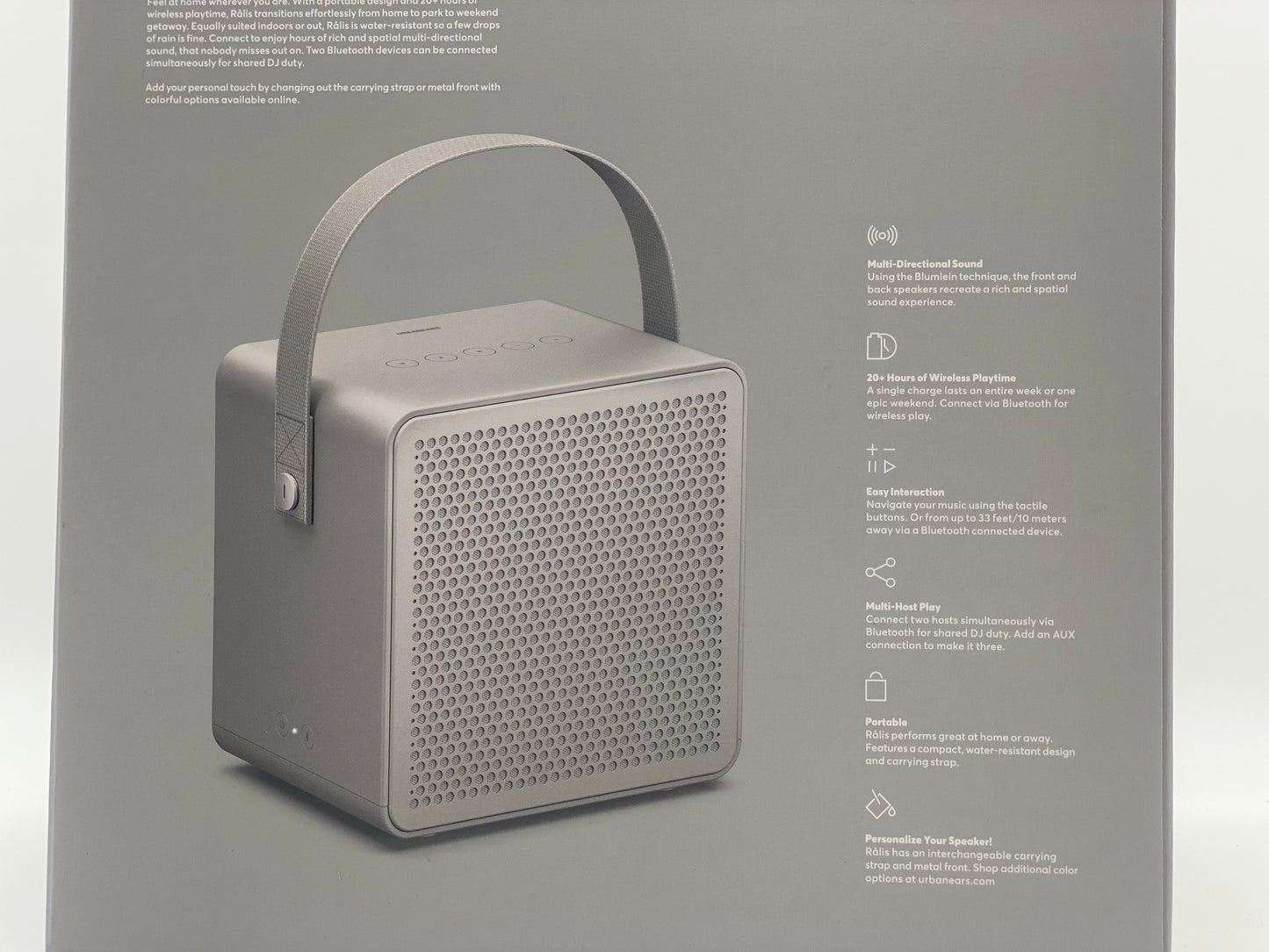 Urbanears Ralis Enceinte Portable Bluetooth Étanche IPX2 - Gris le top du son produit neuf
