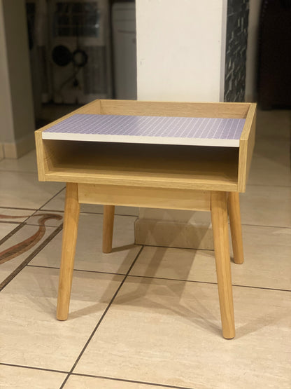 Bout de canapé scandinave sérigraphié gris/chêne À Monter Soit Même