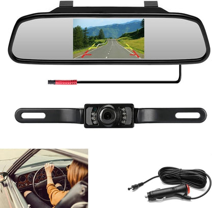 Podofo Caméra de Recul avec 4.3 Pouces LCD Miroir Moniteur Assistance de Recul