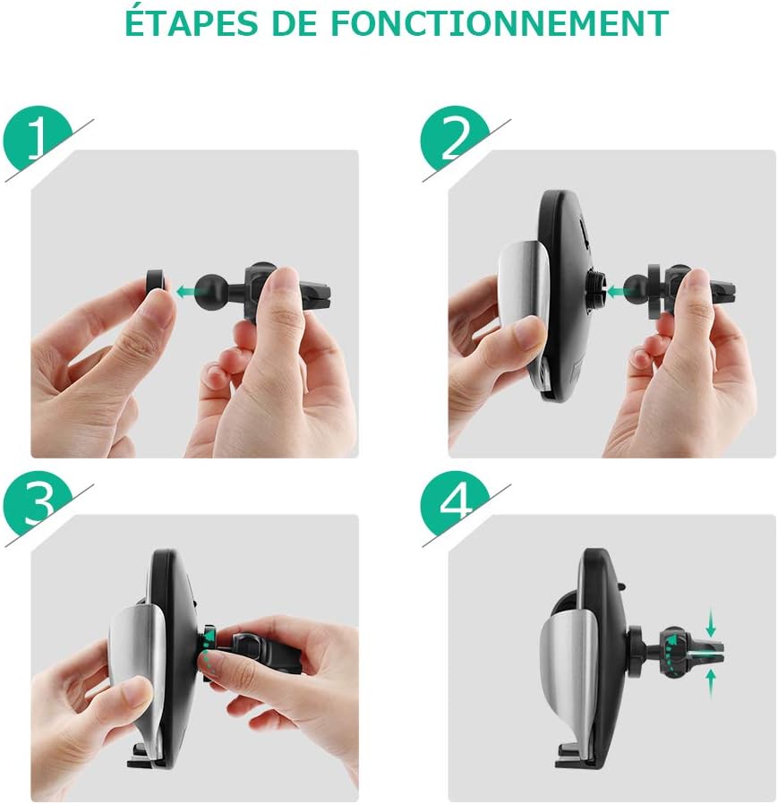 Oasser Chargeur Sans Fil de Voiture 10 W Chargeur à Induction de Voiture pour IPhone XS Max/XS/XR/X, IPhone 8/8 Plus, Nexus 7/6/5, Galaxy S9/S8/S8+/S7/S6 , Note 5 et Appareils Qi