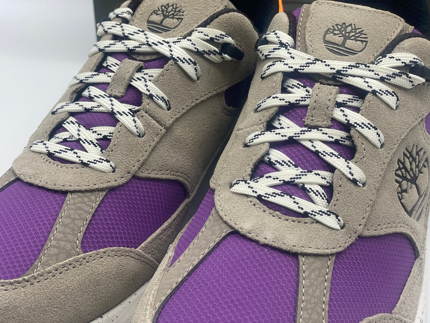 TIMBERLAND Baskets Field Trekker LF Low Hiker Light Taupe Suede With Purple