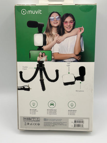 Support VLOGGING KIT 4 en 1 Micro + TREPIED + Support + LED