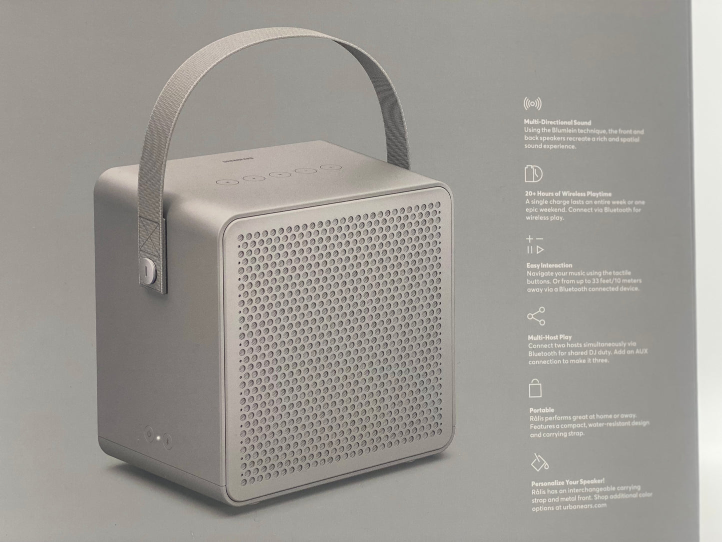 Urbanears Ralis Enceinte Portable Bluetooth Étanche IPX2 - Gris le top du son produit neuf