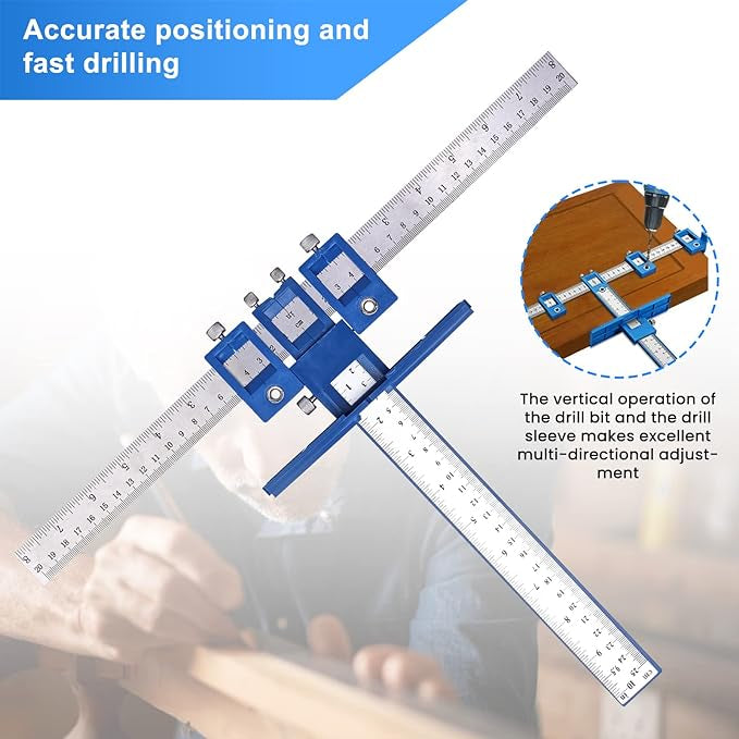 Gabarit Poignée de porte de cuisine réglable avec localisateurs de forets en métal neuf
