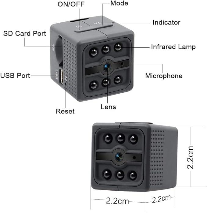 Mini Caméra 1080P Portable Caméra de Surveillance avec Vision Nocturne et Détection de Mouvement