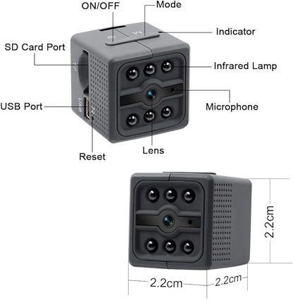 Mini Caméra 1080P Portable Caméra de Surveillance avec Vision Nocturne et Détection de Mouvement