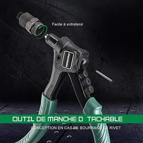 Pince à Rivet - 4 Têtes Remplaçables - 40 Rivets - Blanc neuve