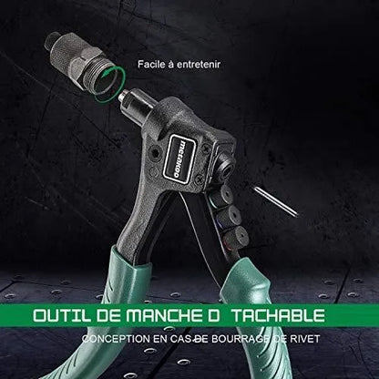 Pince à Rivet - 4 Têtes Remplaçables - 40 Rivets - Blanc neuve