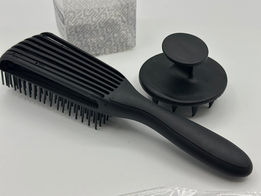 Kits 3 pièces peigne noir à huit griffes peigne en silicone souple pour cheveux bouclés secs et humides
