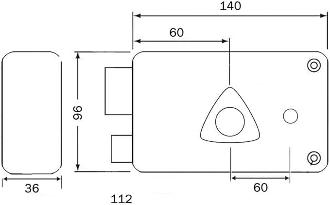 Serrure en applique horizontale fouillot 2 entrées Cylindre 5 Goupilles droite, Noir neuf