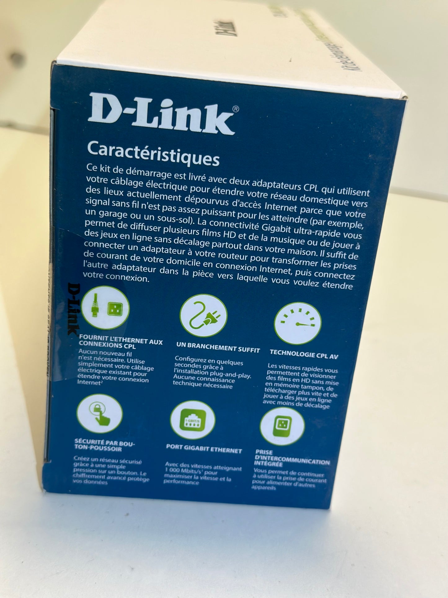 CPL 1000 mbps, Kit de 2 Adaptateurs HomePlug AV2 1000 HD prise intégrée- Idéal tv sans wifi neuf
