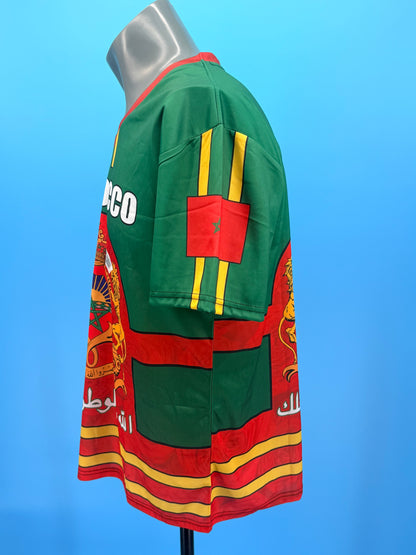 T-shirt de football marocain imprimé en 3D pour hommes, vêtements de sport marocains, t-shirt à col en V, manches courtes