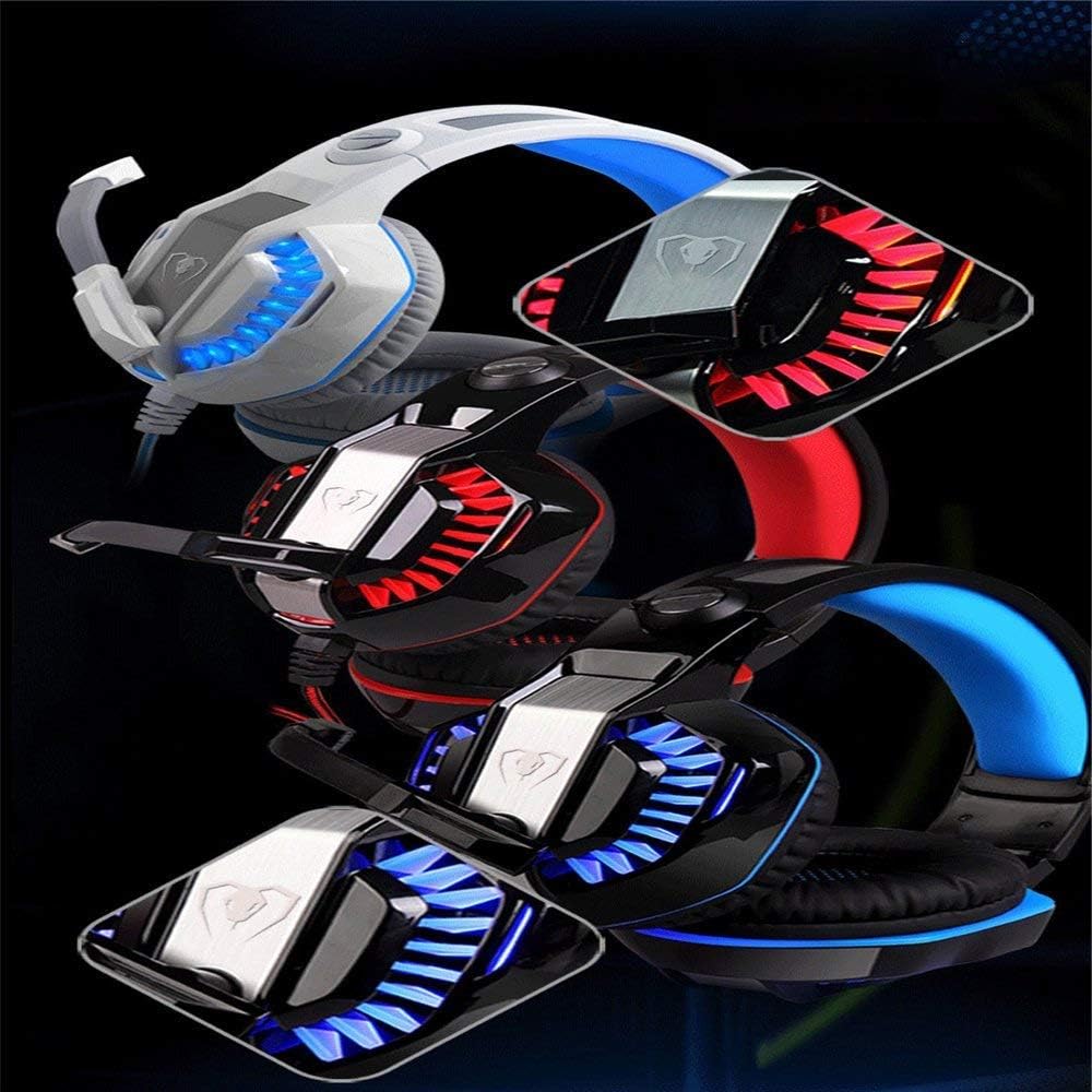 Casque Gaming PS4 Filaire avec Micro Basse Stéréo LED, Contrôle du Volume pour Playstation 4 PC Xbox